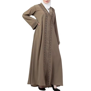 Abaya de Chifón Recta Bordada Personalizada, Servicio OEM, Ropa Elegante y Modesta para Mujer, para Marcas de Boutique y Compradores de Pedidos al por Mayor - Product Image 1