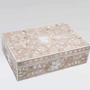 Boîte de rangement de luxe faite à la main avec incrustation de nacre, élégante boîte à bijoux en mosaïque pour bagues, boucles d'oreilles, bracelets, accessoires - Product Image 2