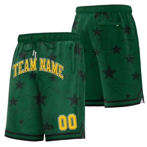 Pantalones Cortos de Baloncesto para Hombre con Estampado de Estrellas Verdes, Cordón Ajustable, Cintura Media, Bolsillos Delanteros, Logotipo Estampado, Secado Rápido, Estilo Jogger, Poliéster/Algodón - Product Image 1
