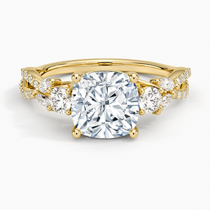 Anillo de Compromiso de Diamantes con Corte Cojín, Tres Piedras, Oro Amarillo de 14K, Diamantes Cultivados en Laboratorio, Certificado IGI, Anillo de Boda para Mujer, Regalo de la India - Product Image 1