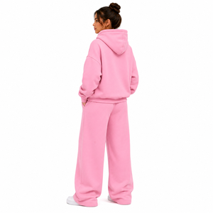 Conjunto de Sudadera Oversize y Pantalones Anchos de Forro Polar para Mujer, con Bolsillo Canguro, Color Liso, Chándal Holgado de Dos Piezas - Product Image 4