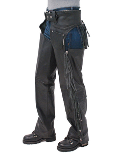 CLOSITWEAR Pantalones de equitación nuevos estilo vaquero occidental con flecos de cuero genuino, estilo cowboy, para montar toros, de tiro medio, con cremallera de longitud completa - Product Image 4