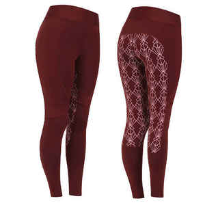 Pantalones de Montar de Cintura Alta para Mujer, Estampado Geométrico, Largos, Tejidos en Spandex y Poliéster, Elásticos en Cuatro Direcciones, Cintura Elástica - Product Image 1