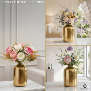 Jarrón de Metal Dorado para Decoración del Hogar, Elegante Florero Decorativo, Centro de Mesa de Lujo para Sala de Estar - Product Image 2