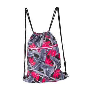 Mochila con cordón ajustable de poliéster, teñida en color liso, bolsa deportiva portátil para uso en exteriores, resistente al agua, duradera. - Product Image 2