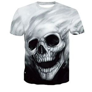 Fashionable Digital 3D Printed Skull Short Sleeve Knitted Loose Casual Breathable Men's Summer Sublimation T-<b>Shirt</b> - Product Image 6