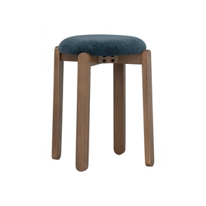 Mid-Century Modern Stackable Upholstered <b>Stool</b> with Walnut Beech Wood Legs Dining <b>Stool</b> for Bedroom Apartment <b>Small</b> Space - Product Image 1