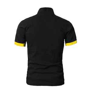 Camiseta Polo Personalizada de Verano para Hombre, Sublimada, con Patrón Sólido, Manga Corta, para Golf, en Negro y Amarillo, Venta al Por Mayor - Product Image 4