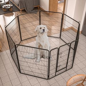 Recinto per Cani Resistente da 40 Pollici, Box per Animali da Esterno con 8 Pannelli e Porta in Metallo per Cani di Taglia Grande - Box e Recinzioni per Cani Resistenti - Product Image 1