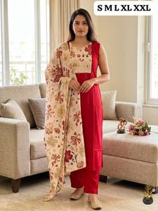 <b>Women</b>’s Premium Vertigan <b>3</b>-<b>Piece</b> <b>Suit</b> Set with Tabla Print Yoke, Hand Embroidery, Beadwork & Floral Border Dupatta - Product Image 3