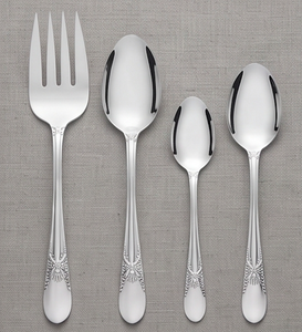 Ensemble de couverts classiques plaqués argent avec manches ornées, fourchette, cuillère, compatibles lave-vaisselle, couverts en métal pour la cuisine - Product Image 1