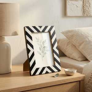 Velmora Signature <b>Resin</b> Photo Frame Exclusive Abstract Handmade Inlay Design with Black & White Artistic Pattern, Custom - Product Image 3