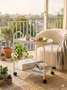 Vietnam factory Movable Durable Steel Modern Living Room Coffee Table with <b>Storage</b> <b>Cart</b> Light Luxury Home Furniture - Product Image 2