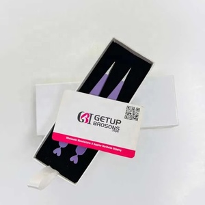 Pince à épiler professionnelle en acier inoxydable violet motif Tigre Floral, pointue, argentée, avec logo personnalisé, écologique et légère - Product Image 1