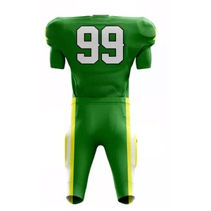 Maillot de football américain personnalisé vert et or, impression par sublimation, polyester respirant, pour homme adulte - Product Image 3