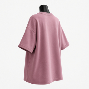 Women's Oversized <b>Pink</b> Crew Neck <b>Crop</b> <b>Top</b> Short Sleeve 100% Cotton Loose Fit Casual All Seasons Customized Logo Quick Dry - Product Image 4