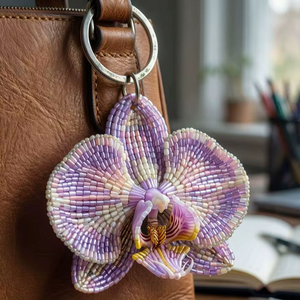 High Quality Beaded Orchid Flower <b>Keychain</b> Elegant Handmade Bag Charm Seed Beads Threadwork Beaded BY MULTI CRAFT - Product Image 1