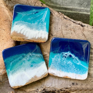 Llaveros de Resina Hechos a Mano con Temática Náutica, Etiquetas de <span class=keywords><strong>Corazón</strong></span>, Modelo de Escultura Única, Estilo Amoroso, Regalos con Diseño Oceánico Marmoleado, Azul - Product Image 3