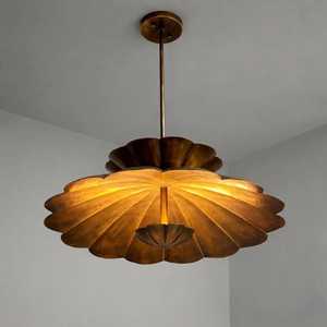 Brass Handmade Flower Pendant <b>Light</b> Modern Petal <b>Ceiling</b> Fixture for luxury looking Home Decor Large Bedroom - Product Image 1