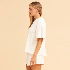 T-shirt rouge à manches courtes et col rond pour femme, 100 % coton biologique de luxe, pré-rétréci, certifié GOTS, écologique, respirant, été - Product Image 4
