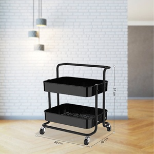 Chariot de rangement à 2 niveaux sur roulettes, étagère utilitaire en métal pour cuisine, salle de bain, bureau - Product Image 4