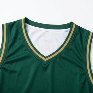 Maillot de basket-ball personnalisé de haute qualité, vert, col en V, unisexe, sans manches, en polyester, imprimé avec le nom de l'équipe, uniforme - Product Image 3