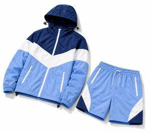 New Demanding Custom Logo Men's Windbreaker Hoodies Shorts Sets Lightweight Nylon Activewear Running Gym Fitness Sports <b>Suit</b> Men - Product Image 4