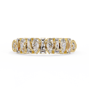 Bague de luxe avec sertissage clos rond, mélange de diamants de laboratoire poire, taille baguette et taille conique, style éternité, pour mariage, cadeau d'anniversaire, personnalisable, vente en gros - Product Image 4