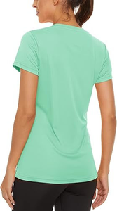 Camiseta Deportiva Verde Menta para Mujer, Ligera, Transpirable, 100% Algodón, Cuello Redondo, Manga Corta, para Fitness y Ejercicio - Product Image 6