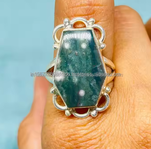 Anillo hecho a mano de plata 925 de alta calidad Green Ocean Jasper Anillo de regalo para mujer para aniversarios y fiestas - Product Image 4