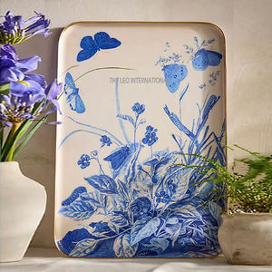 Plateau carré en acier inoxydable et verre miroir avec poignées en corde, finition polie brillante et design créatif - Product Image 3