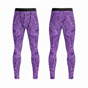 Leggings de compression pour hommes, taille haute, extensibles, imprimés sur toute la surface, design personnalisé, pour la course et le fitness, vente en gros d'été - Product Image 3