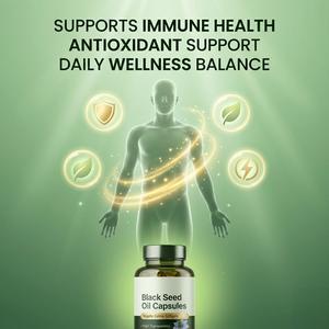 OAZVITA Olio di Semi di Cumino Nero Premium in Capsule Softgel 1000mg <span class=keywords><strong>Nigella</strong></span> Sativa Olio di Semi di Cumino Nero Pressato a Freddo Biologico per Adulti OEM Etichetta Privata - Product Image 2