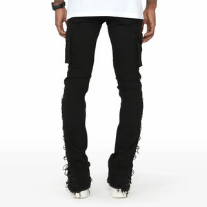 Pantalones Vaqueros de Mezclilla para Hombre, Corte Recto, Cintura Media, Estilo Urbano, Diseño Personalizado, Colores Sólidos, Cierre de Botones - Product Image 2