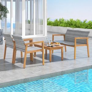 Set di Mobili da Giardino 4 Pezzi con Divanetto, Poltrona Singola e Tavolino da Caffè - Product Image 2