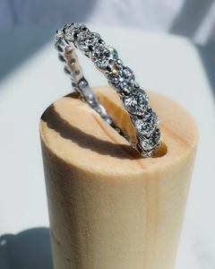 Round Brilliant Cut VVS Moissanite Diamond Engagement S925 Sterling <b>Silver</b> Moissanite <b>Eternity</b> Bands <b>Ring</b> - Product Image 1