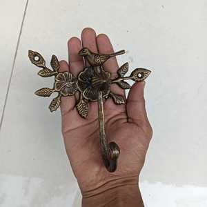 Patère murale décorative en laiton, motif floral et oiseau, en métal, à fixer par perçage, pour rangement domestique - Product Image 4