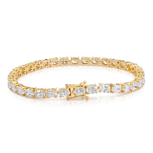 Bracelet tennis ovale en or 14K plaqué rhodium, certifié IGI, de luxe, haute caratage, design chaîne de mariage, pour femme - Product Image 4