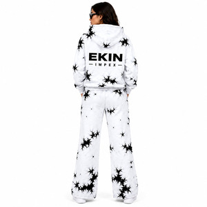 Conjunto de Sudadera con Capucha y Pantalones Anchos con Estampado de Araña Tie Dye y Logotipo Personalizado, Sublimación Completa, Estilo Y2K, 2 Piezas, OEM 100% - Product Image 4