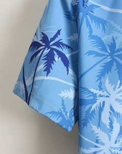 Camisa Casual de Manga Corta para Hombre, Estampado de Palmeras, Estilo Tropical, Veraniego, Hawaiano, Azul, Poliéster/Algodón - Product Image 3