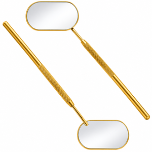 Miroir de maquillage en acier inoxydable avec poignée texturée, outil de précision pour sourcils, pour une application détaillée - Product Image 5