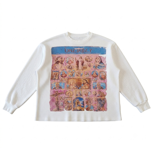 Sweat-shirt surdimensionné en coton gaufré de qualité supérieure, imprimé sur mesure, col rond, thermique, streetwear décontracté pour hommes - Product Image 5