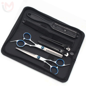 Kit de barbier professionnel en acier inoxydable poli, ciseaux de coupe de cheveux, peigne, rasoir, kit d'outils de salon - Product Image 1