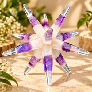 Venta al por mayor de cristal natural: Estrella de Merkaba de 12 puntas tallada, grado AAA, de ágata, cuarzo rosa, amatista y cuarzo transparente para decoración y sanación. - Product Image 3