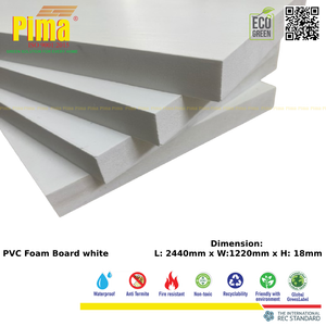 Hoja de tablero de espuma WPC de PVC ecológica, 18mm de espesor, 0,6G/cm3 de densidad, Color blanco, grado de muebles, publicidad de plástico antitermitas - Product Image 2