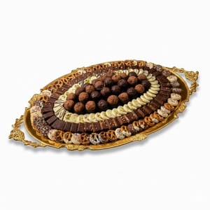 Bandeja de lujo para chocolates, elegante plato de cobre para postres, bandeja decorativa con asa para servir, ideal para regalos de Eid y bodas. - Product Image 3