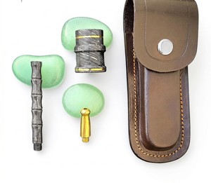 Jexmoo Pipa de Fumar Recta de Acero de Damasco Hecha a Mano de Lujo, Reutilizable, con Funda de Cuero, Regalo para Papá o Esposo - Product Image 3