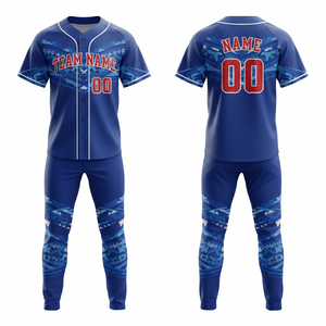 Conjunto de uniforme de béisbol de diseño personalizado, jersey con botones y pantalones para deportes de equipo - Product Image 6