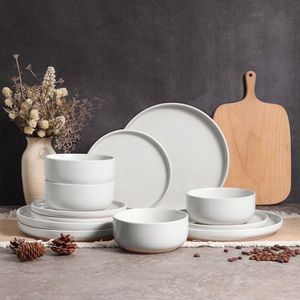 Set di Stoviglie in Ceramica Maculata da 12 Pezzi per 4 Persone, Piatti e Ciotole, Adatti a Microonde e Lavastoviglie - Product Image 1