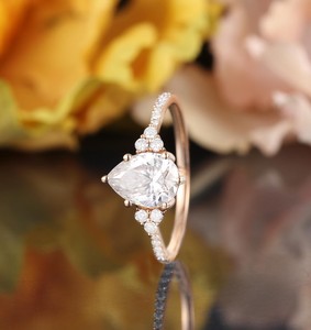 Pear Cut Moissanite Classic Engagement <b>Ring</b> <b>925</b> Sterling <b>Silver</b> Teardrop Solitaire Wedding Promise <b>Ring</b> - Product Image 4